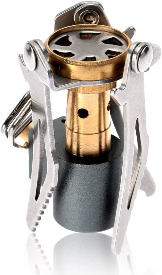 BisonBerg Ultralight Mini Portable Gas Camping Stove, Titanium Alloy Automatic Foldable Outdoor Cookware Tool for Picnic, Cookout, Camping, Hiking