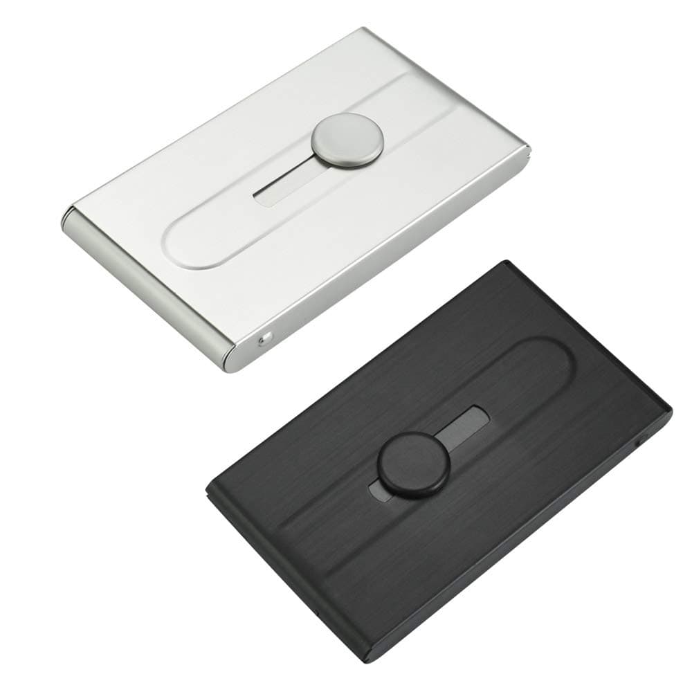 UTRUGAN 2 Pcs Business Card Holder Thumb-Drive Business Card Case Pocket Business Card Wallet Super Light Business Card Box Unisex Metal Card Holder Case for Credit Card ID Card Name Card Travel Work