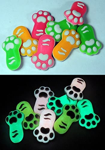 Glow-in-the-Dark School Pencil Erasers - PAWS - Glowing Kids Eraser Set