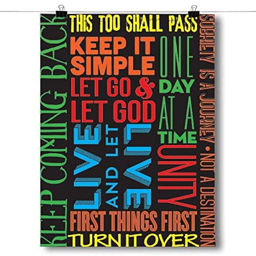 Sobriety and Recovery Slogan Inspirational Decorative Wall Art Poster - Modern Home Decor - Motivational Posters - UV Print 24x36 Poster
