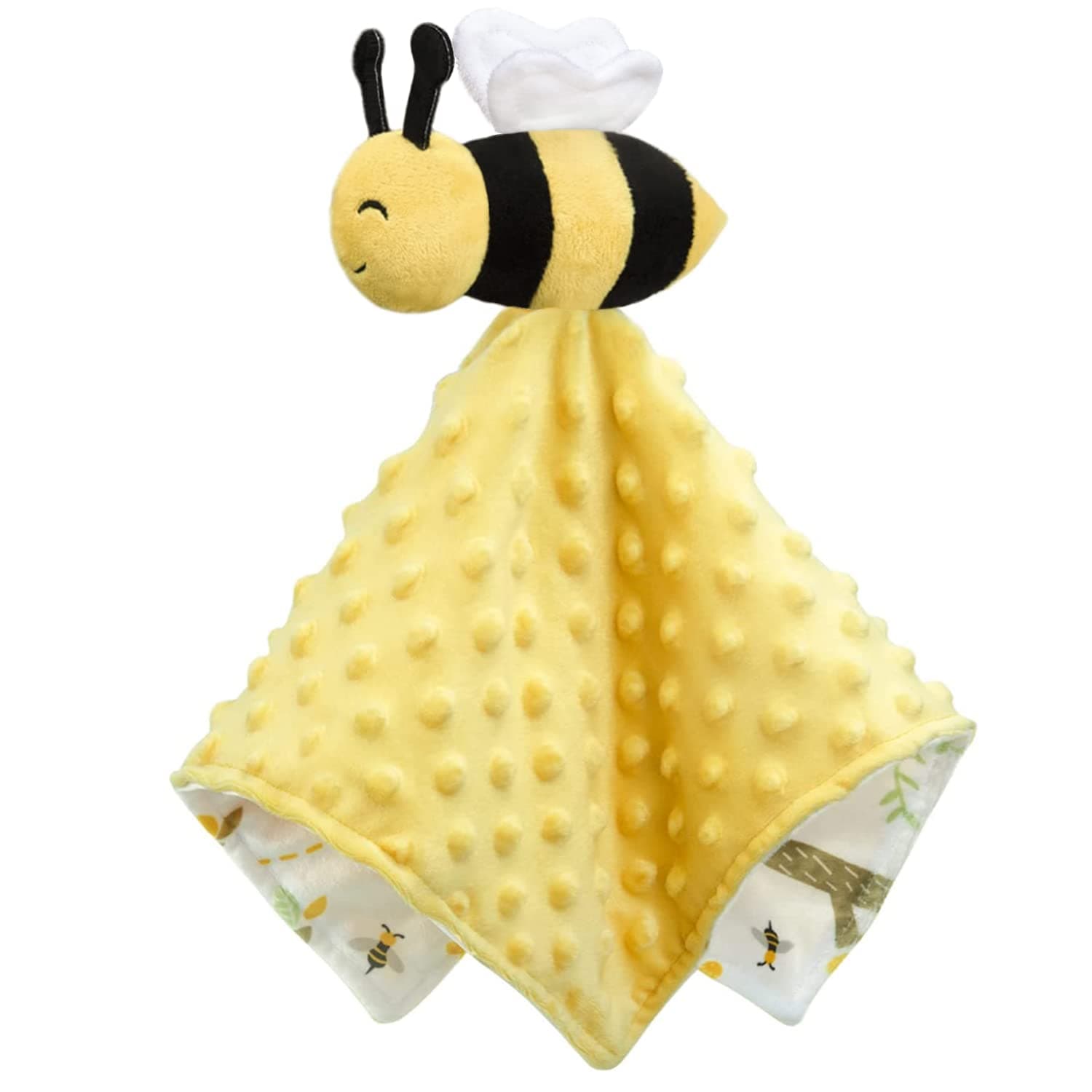 Baby Security Blanket Soft Baby Lovey Unisex Lovey Shower Gifts for Newborn Boys and Girls Snuggle Toy Bee Stuffed Animal Yellow 14 Inch