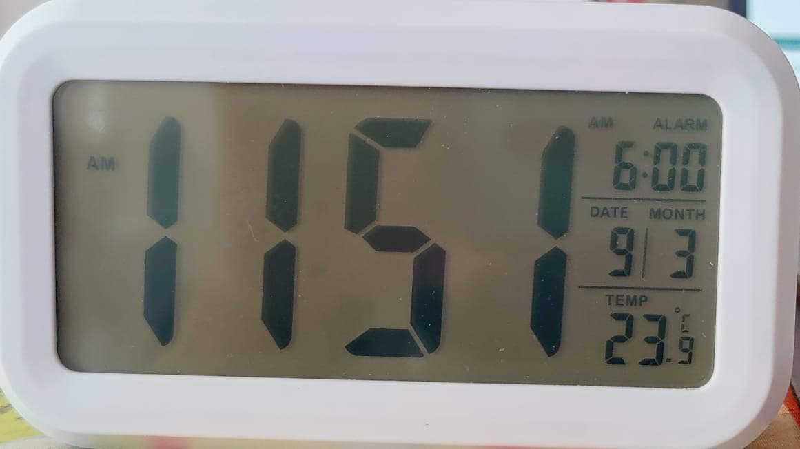 Plastic Digital Alarm and Table clock, (13 x 8 x 4 cm, White ODC 210)