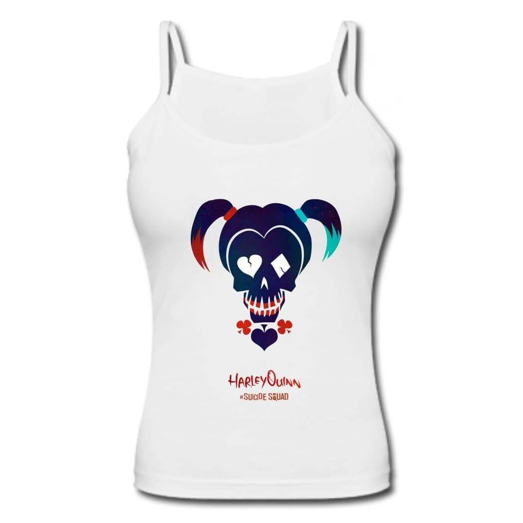 SNF Suicide Squad-Harley Quinn Spaghetti Strap Tank Top for Women White L