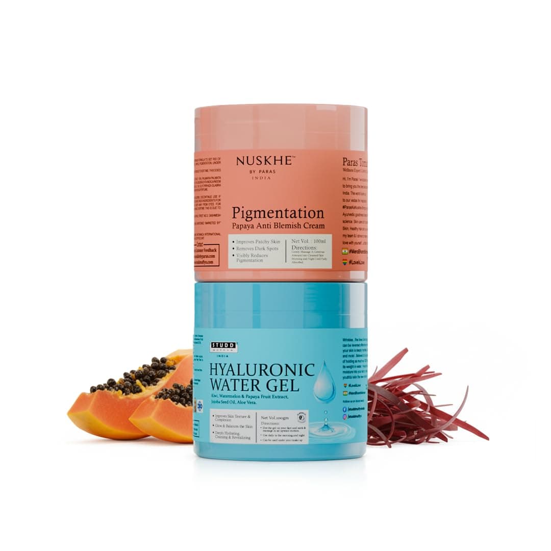 NUSKHE BY PARAS Am Pm Combo | Special Hyaluronic Gel And Pigmentation Cream Combo For Glowing Skin (Each 100 Ml) (Pack Of 2)