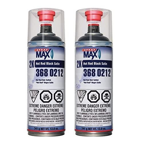 Spray max 2K Hot Rod Satin Black Spray Paint,Automotive Topcoat With Long Lasting and Durable Finish, High Chemical and Weather Resistance,2 Pack