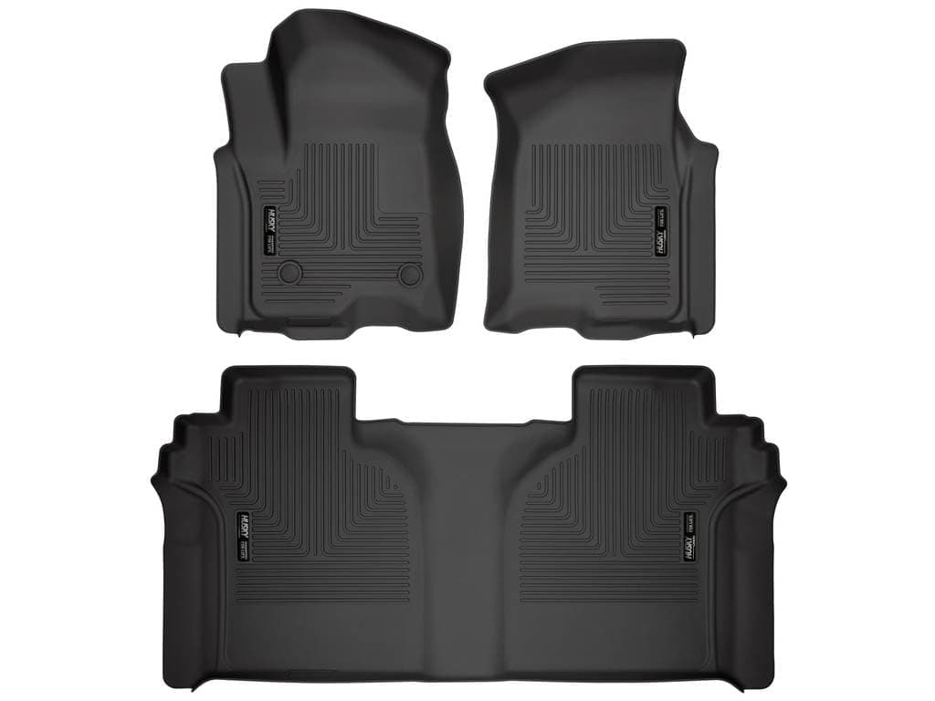 Weatherbeater Floor Mats | Fits 2019 - 2025 Chevrolet Silverado & GMC Sierra 1500; 2020-2025 Silv./Sierra 2500/3500 Crew Cab w/Carpet & Underseat Stg | Front & 2nd Row, 3-pc Black - 94021