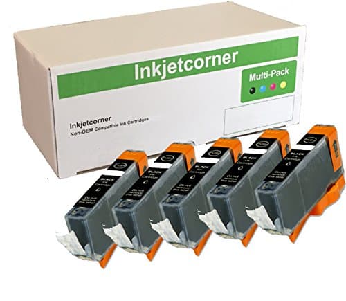 InkjetcornerInkjetcorner 5 Pack Small Black Compatible Ink Cartridge Replacement for CLi-221BK CLI-221 for use with iP3600 iP4600 iP4700 MP560 MP620 MP640 MX860 MX870 MP980 MP990