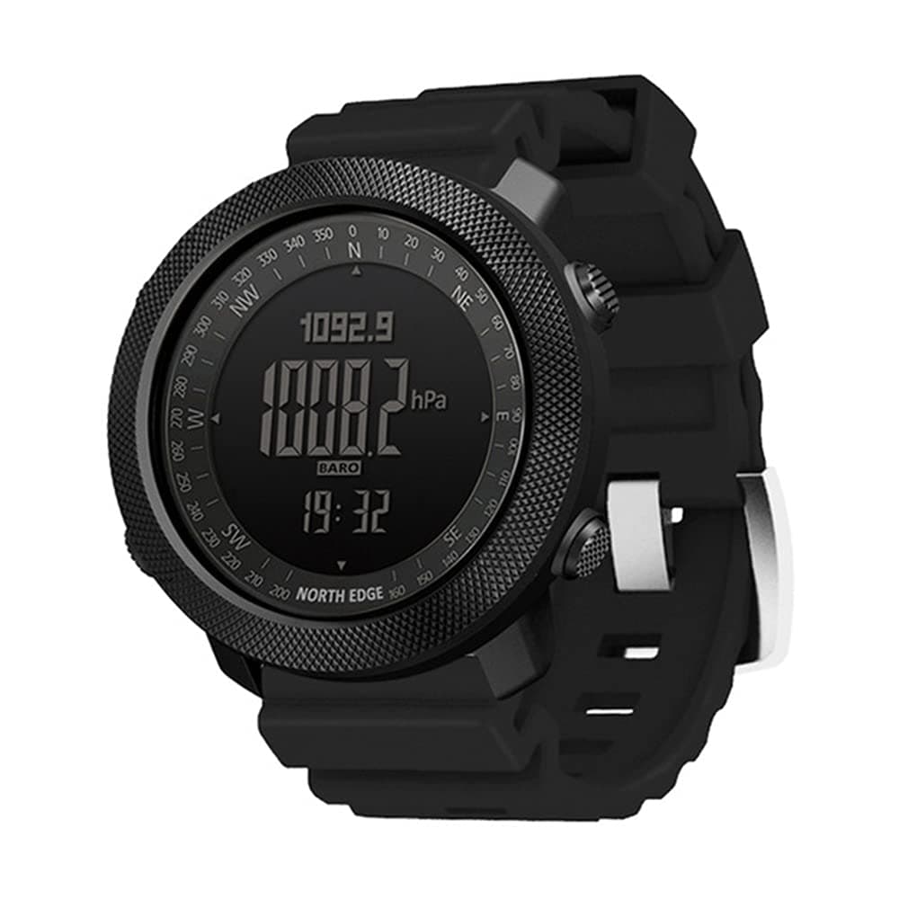 Outdoor Sports Smart Watch, Silicone Tactical Watch With Altimeter, Barometer, Compass And Thermometer, 50M Waterproof Military Watch, Multifunctional Fitness Tracker,Black