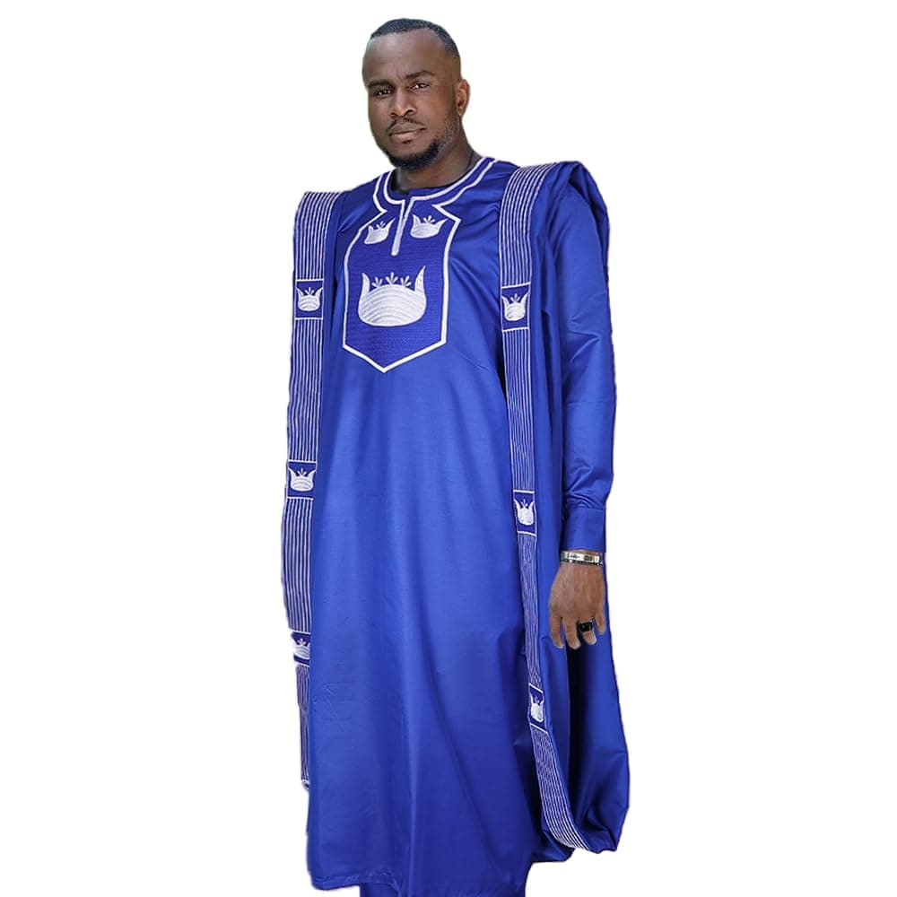 HD African Mens Clothing Traditional Wedding Attire Embroidery Agbada Boubou Caftan Nigerian Male Clothes Set