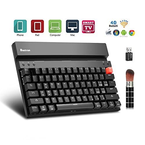 Wireless Mechanical Keyboard 2 Mode 2.4G&Bluetooth Multi-device Keyboard for Computers Tablets Smartphones Gaming/Industrial/Office LED Backlit by Bastron MK75+(Black) Cherry MX Blue Switch