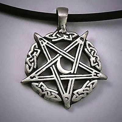 Celtic Inverted Pentagram STAR Pewter Pendant w Choker Necklace