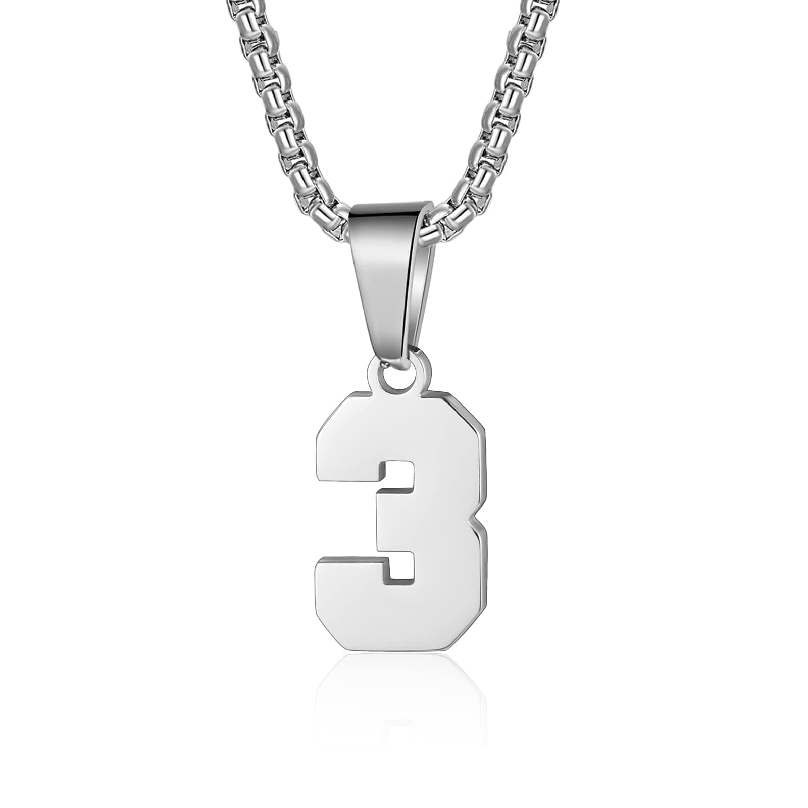 Number Necklaces Personalized Necklaces 18K Gold Plated Initial Number Pendant Stainless Steel Chain Sports Necklaces for Men Women