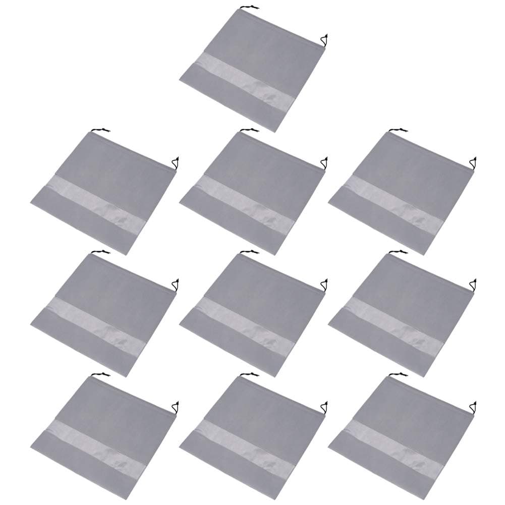 Echaprey 10Pcs Non Woven Fabric Drawstring Bag Dust Cover Breathable Dust Proof Bags with Perspective Clear Window Medium (Gray)