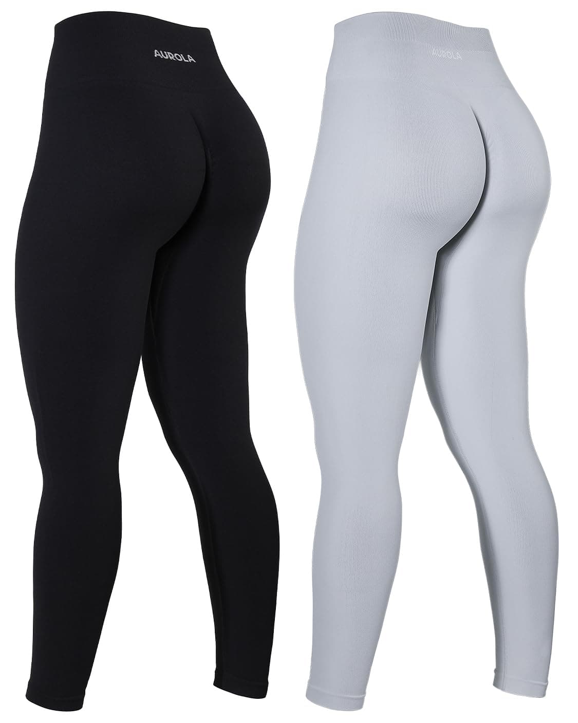 AUROLA Power Workout Leggings for Women Tummy Control Squat Proof Ribbed Thick Seamless Scrunch Active Pants