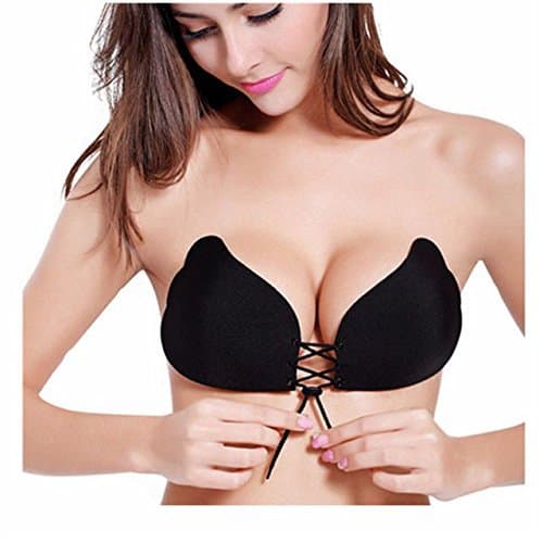 RSINCWomen's Silicon Wired Stick-on Bra Breast Chest Enhancers, Push-up Molding for Swimsuits/Bra/Bikini, black