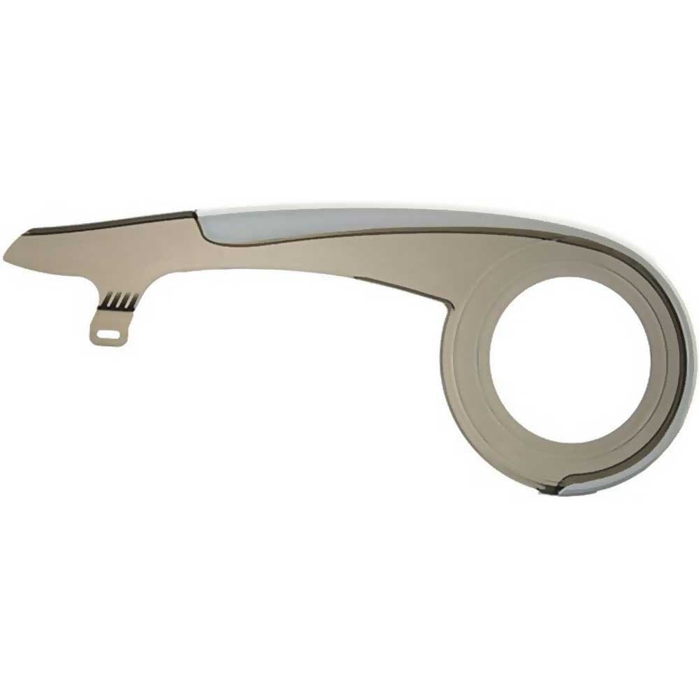 Herrmans 2-Component Plastic Chain Guard "Twave" 1-piece, 1 chainring, fits up to 38 teeth, single crank, Diameter 19 cm, Silver/smoked transparent