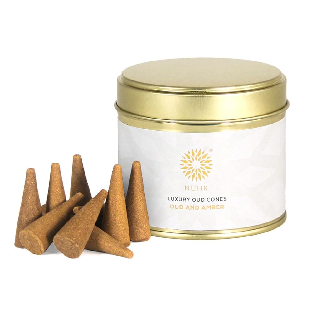 HOME Incense Cones Oud & Amber Luxury / 20 Strong Scented Cones/Bakhoor alternative/Lasting Fragrance Aroma Natural Authentic Agarwood for Aromatherapy, Meditation & Stress Relief Refreshing