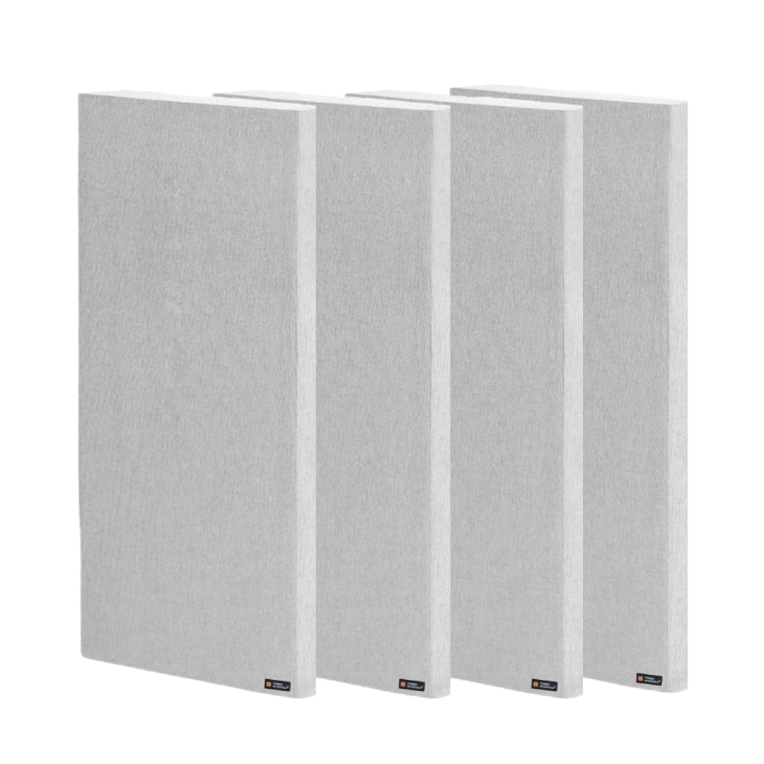 Sound Absorption Panels | Rockwool® | Pine-wood | Room Acoustics & Soundproofing | 2' x 4' x 1" [SET OF 4] NRC > 0.90 (Grey)