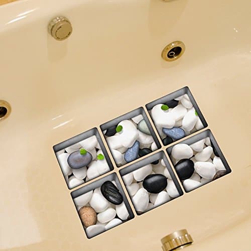 MAXS Elegant Antislip Bathtub Tattoos Bathtub Appliques Stickers Tub Decals White and Black Cobblestone
