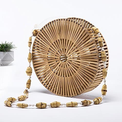 GRAS women's round bamboo handbag with bamboo beads/Woman's Purse/Tote bag/shopping bag/Shoulder bag/Wholesales bulk/GrasShanghai