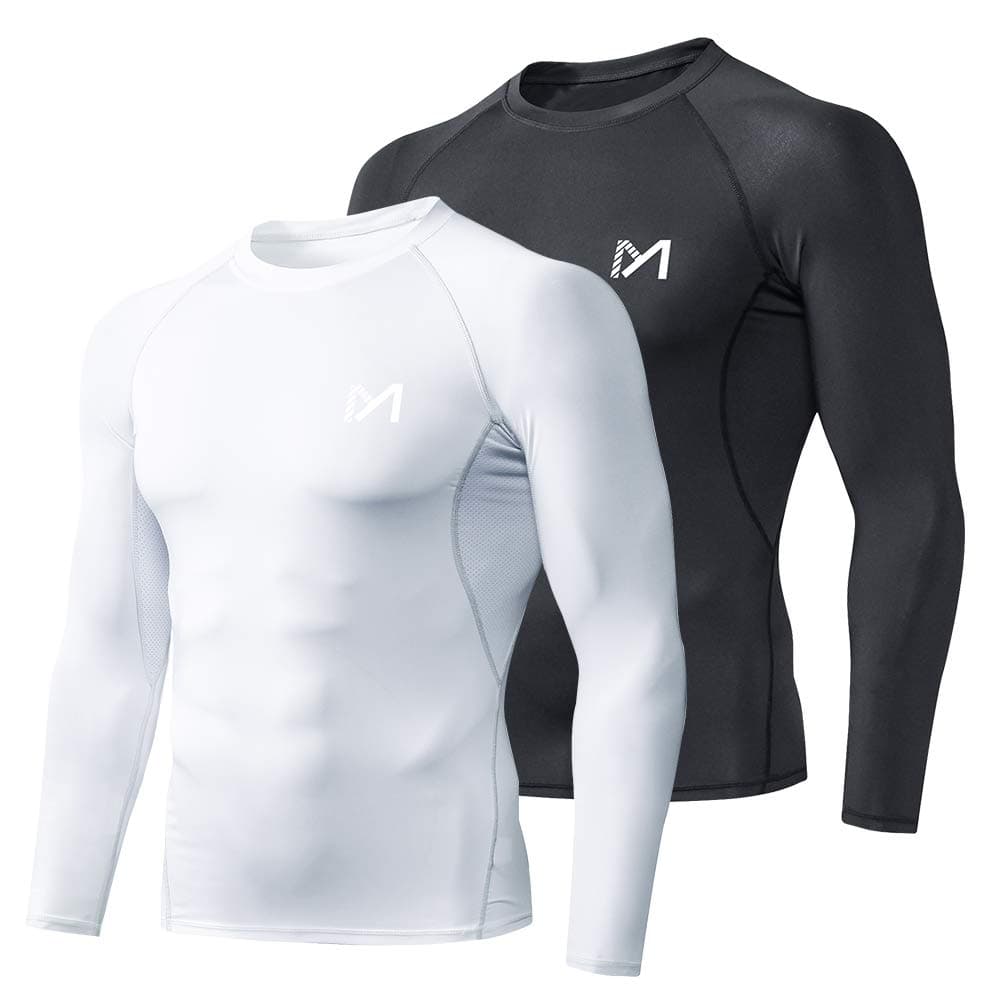 MEETYOO Mens Men's Compression Shirt Long Sleeve Athletic Workout Shirt