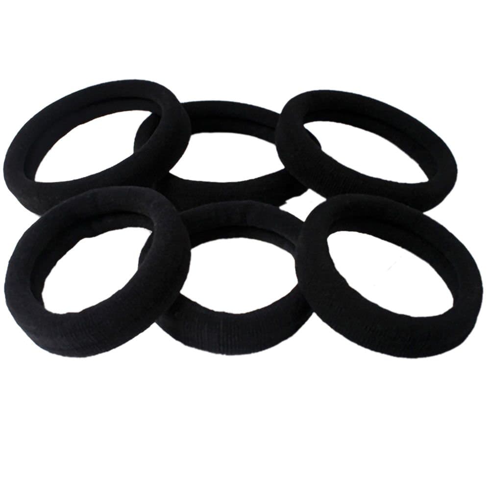 iLoveCos Seamless Hair Bands,10PCS Black Hair Bobbles Elastic Hairbands Seamless Hair Bands Fabric Ponytail Holder Tie Bands for Thick Hair Hair Accessories for Women Girls