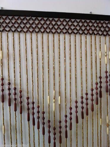 Brown & Natural Wooden & Bamboo Beaded / Bead Door Curtain - TS1