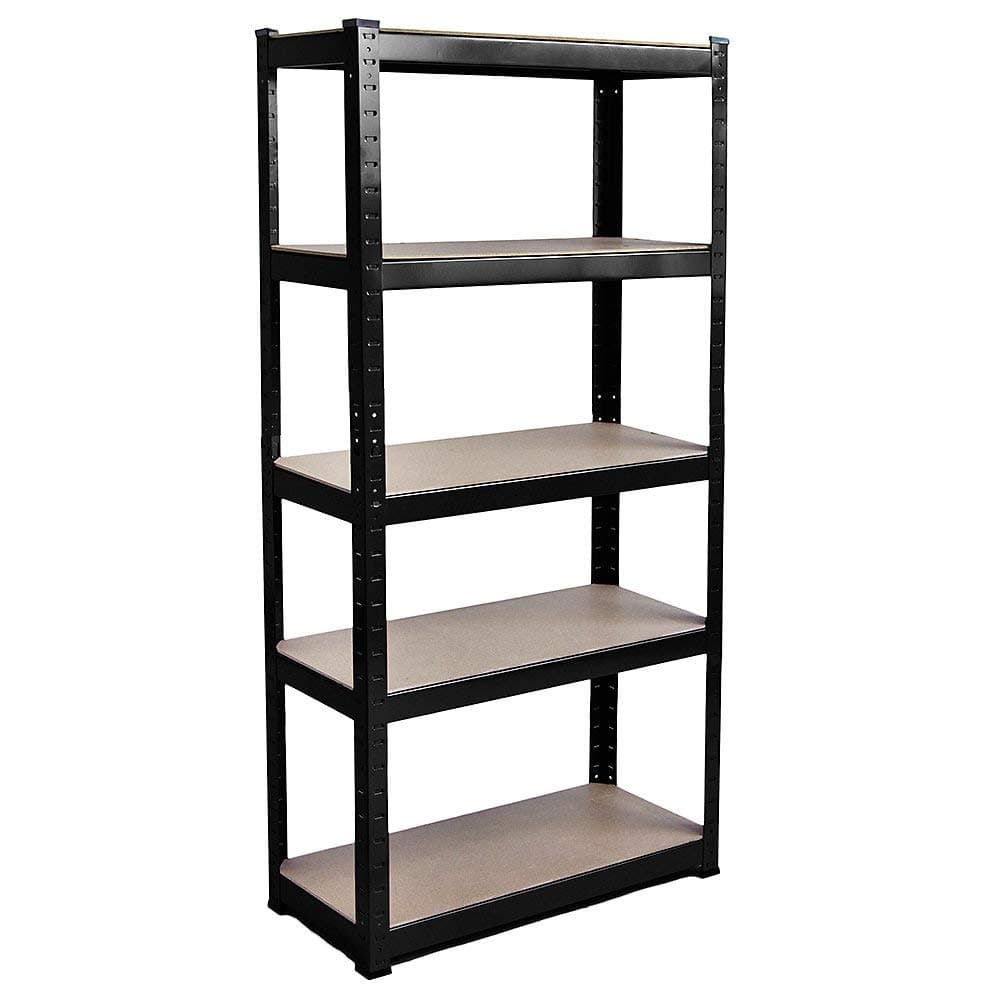 5 Tier Black Heavy Duty Adjustable Steel Garage Shelving Unit (H) 1500mm (W) 700mm - 875kg Weight Capacity
