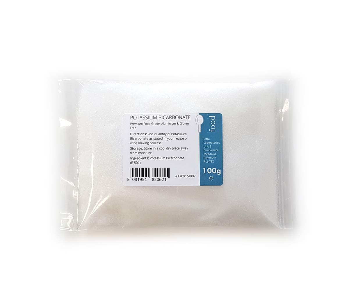 Potassium Bicarbonate-Pure Food Grade Granules, White Crystal, 100g
