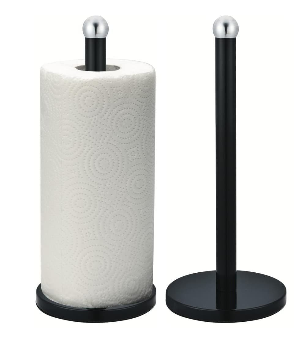 Freestanding Black Metal Tissue Roll Paper Towel Pole Holder Rack