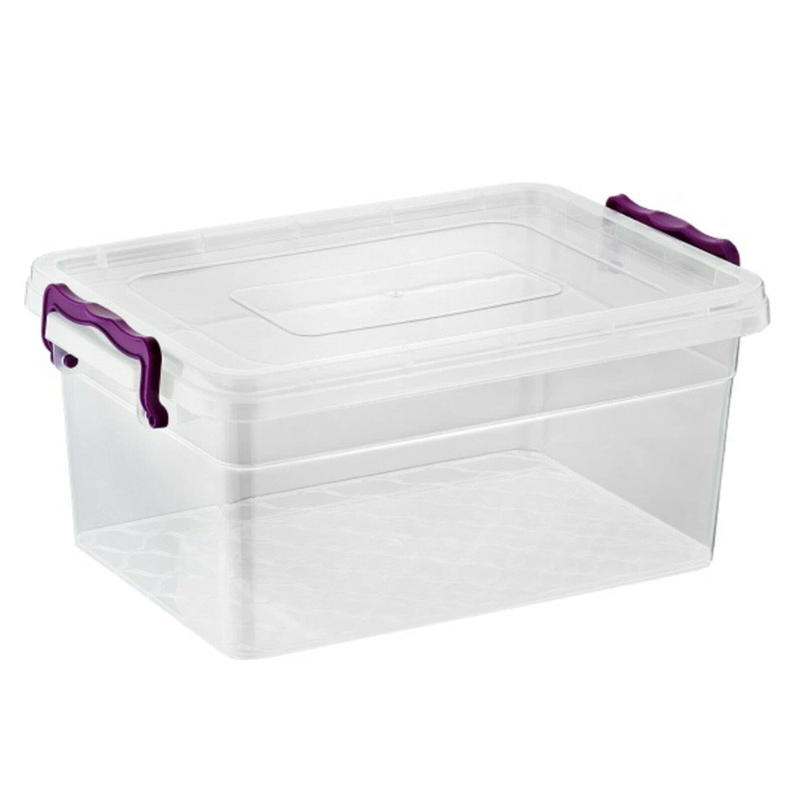 Plastic Storage Box, 30L - 49cm x 22cm x 34cm, Clear, Stackable, Food Container, Home Kitchen Office Box