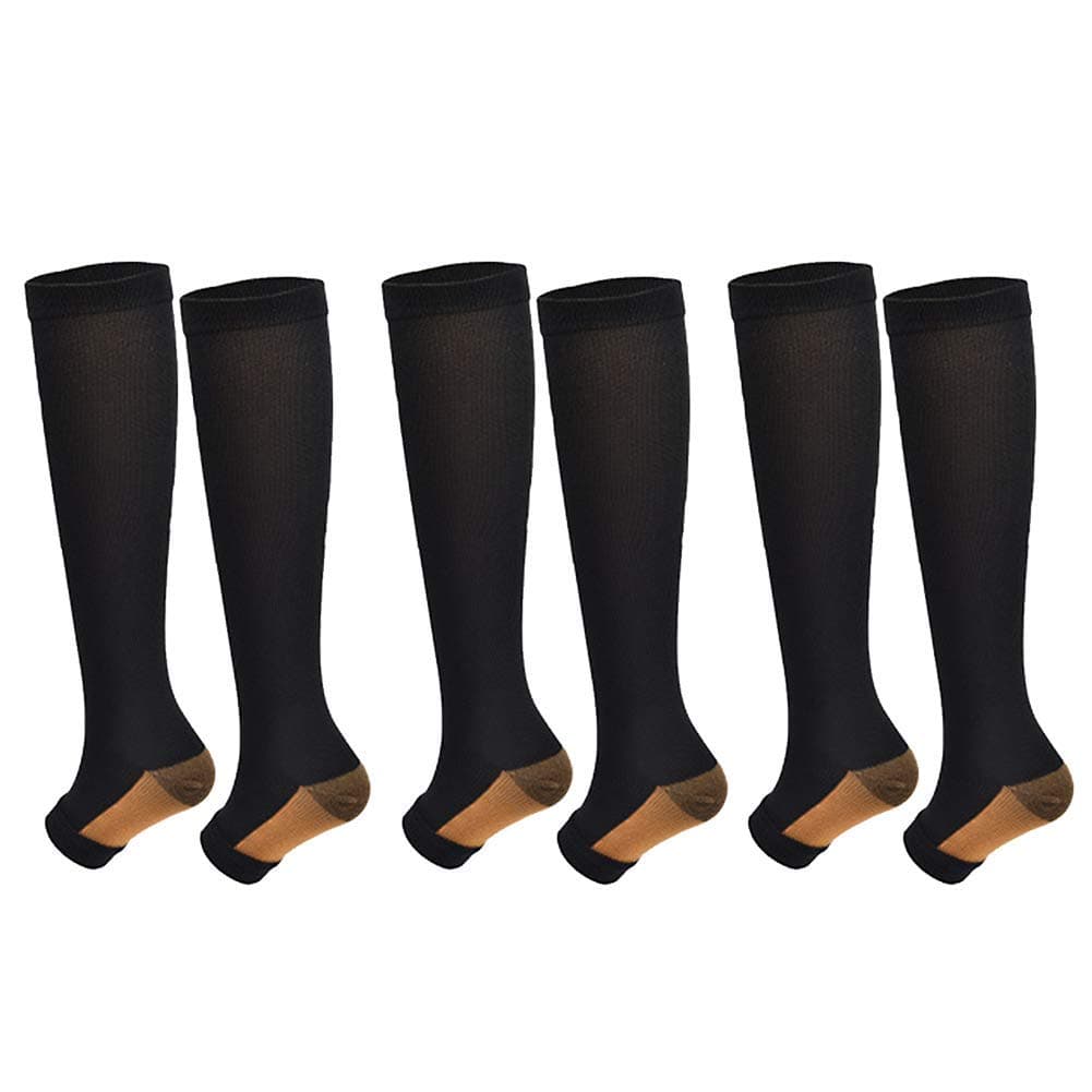 Open Toe Toeless Compression Socks for Men and Women (3Pairs)