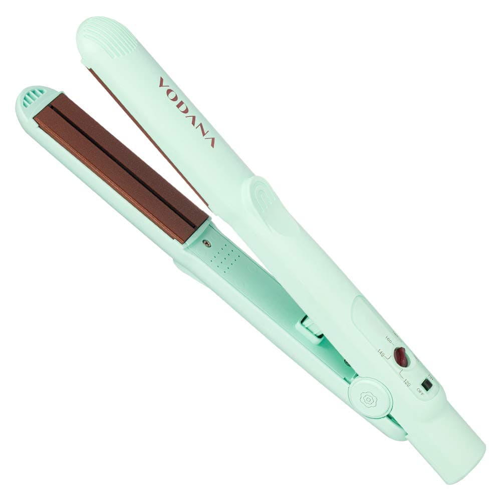 VODANA Professional Softbar Flat Iron - Ceramic Straightener with Patented Silicone Bar, Smooth & Quick Styling, Healthy Hair Solution, Dual Voltage for Worldwide Use (1 inch, MintColor)