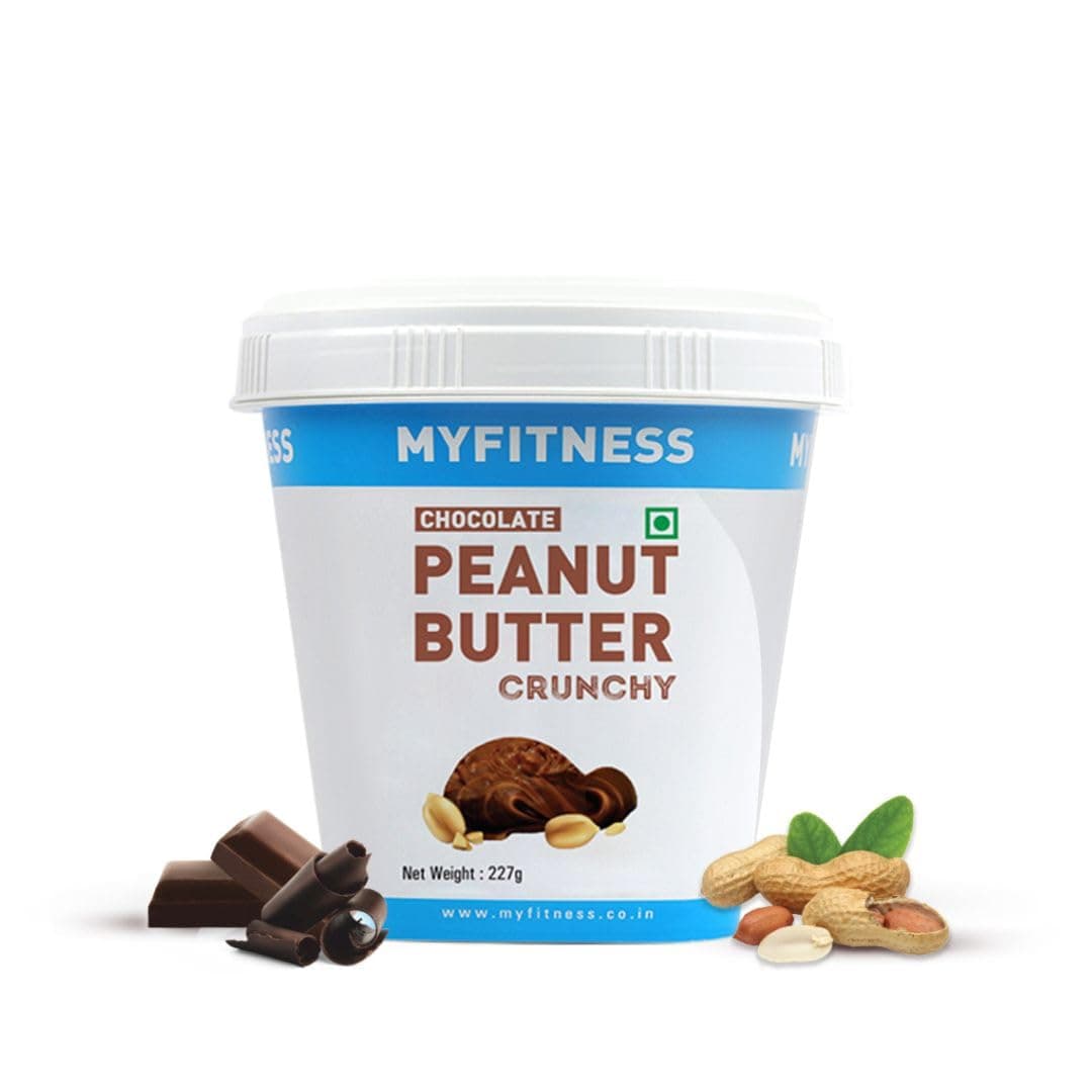 MYFITNESS Peanut Butter Chocolate Flavour, Crunchy 227g | 23g Protein | Tasty & Healthy Nut Butter | Vegan | Cholesterol Free, Gluten Free | Zero Trans-Fat | 100% Pure Roasted Peanuts