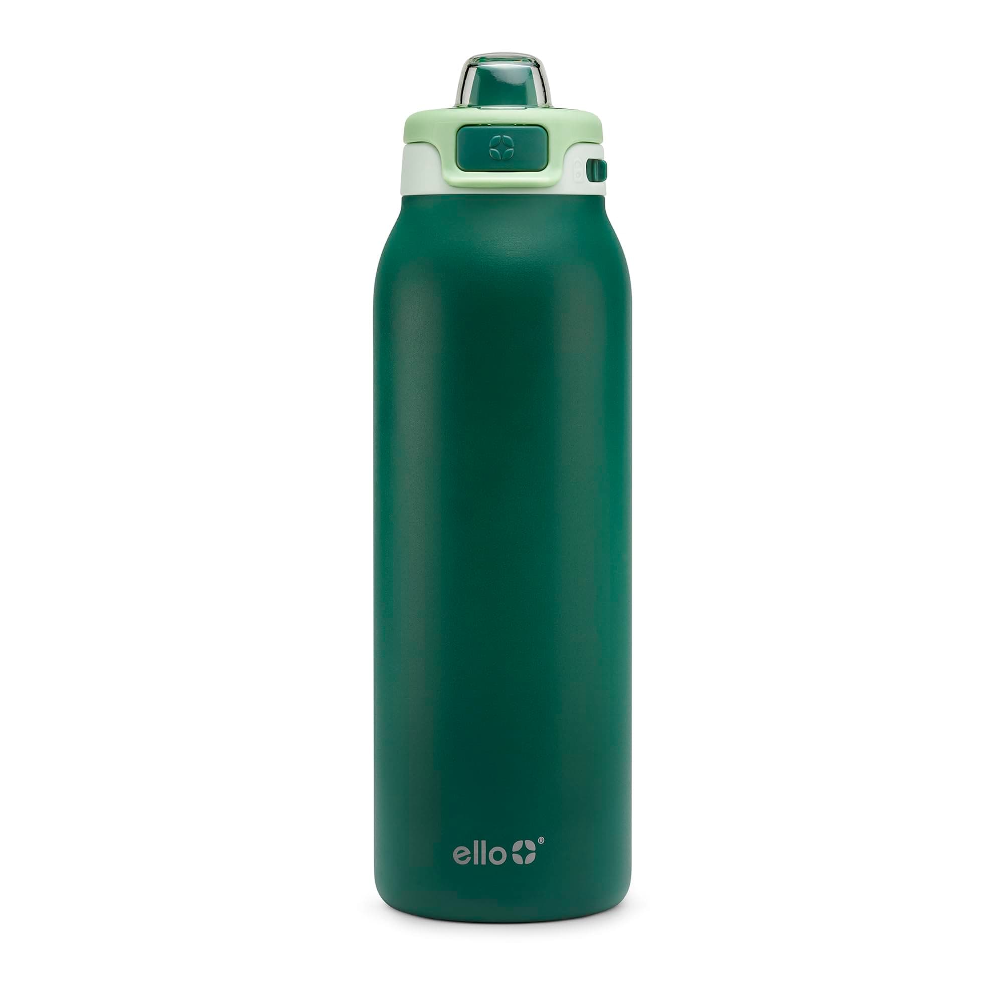 Ello Pop & Fill 32oz Stainless Steel Water Bottle with Quick Fill Technology, Double Walled and Vacuum Insulated Metal, Leak Proof Locking Lid, Sip and Chug, Reusable, BPA Free, Forest Mist