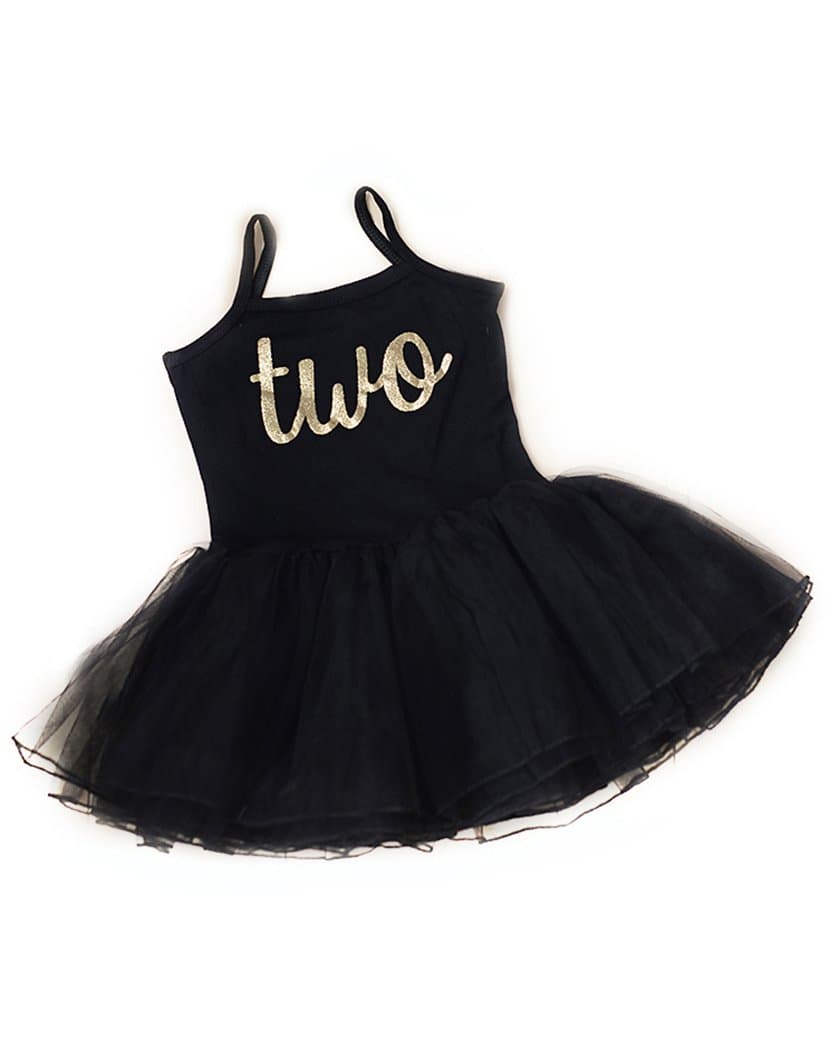 Scarlett Gene Baby Girl Second Birthday Outfit, Sparkly Gold Two Tutu Dress, Perfect for Toddlers Second Birthday Party