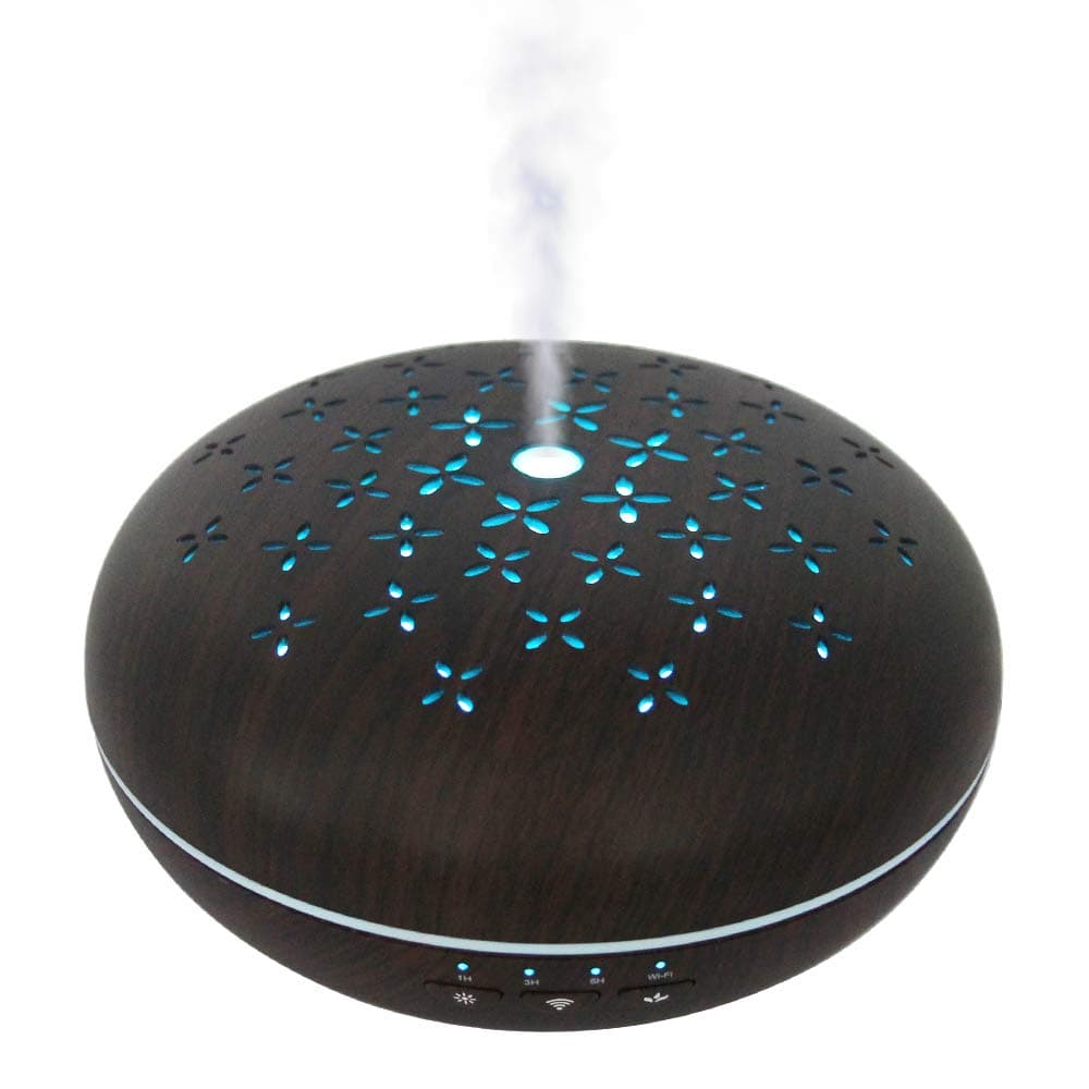 DIKLA 400ML Ultrasonic Aroma Diffuser Essential Oil Diffuser Humidifier with 7 Colorful LED Light Controlled by Smart Phone APP Waterless Automatically Shut-off
