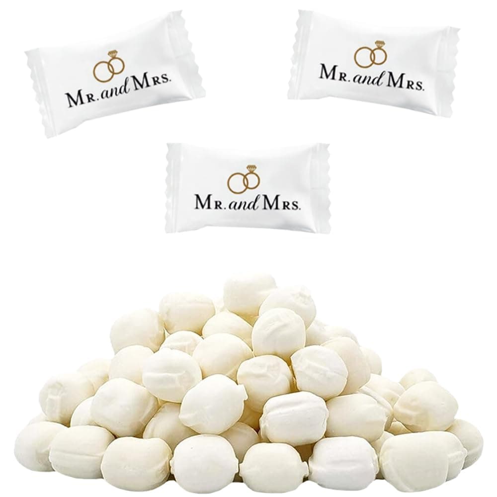 The Dreidel Company Mr. & Mrs. Wedding Buttermints, Mint Candies, After Dinner Mints, Butter Mint Candy, Fat-Free, Individually Wrapped (110 Pieces)