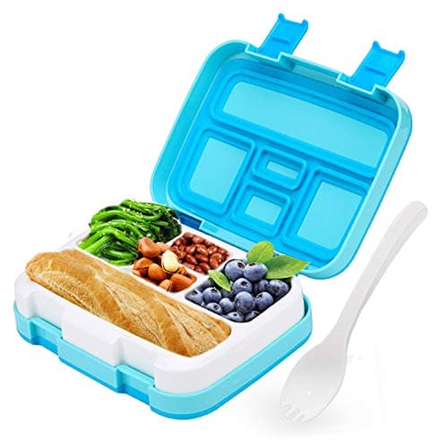 Bento Lunch Box, Kids Lunch Box, Lunch Containers, with 5 Compartments Leakproof Bento Box, Perfect Baby Food Snack Bento Boxes (Blue)