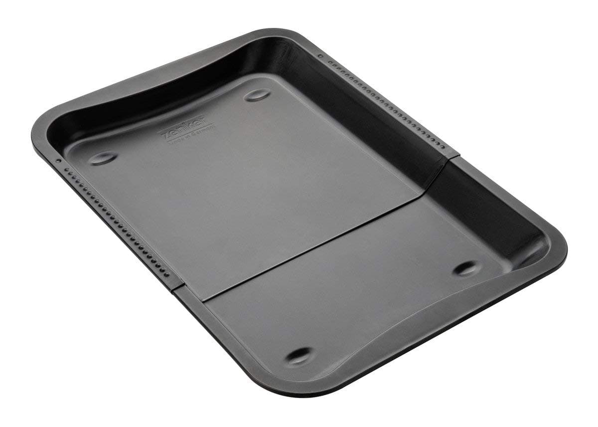 Zenker Extendable Cookie Tray, Universal Baking Sheet, Rectangular Oven Tray, with Non-Stick Coating, Pull Out Adjustable Size 34.5cm to 52cm, Metallic Black