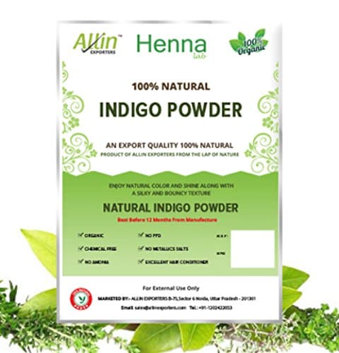 Allinherbs INDIGO POWDER - 100% ORGANIC AND NATURAL Indigofera Tinctoria Hair Powder, FREE from Chemical PPD Ammonia and Metallic Salts - 60g