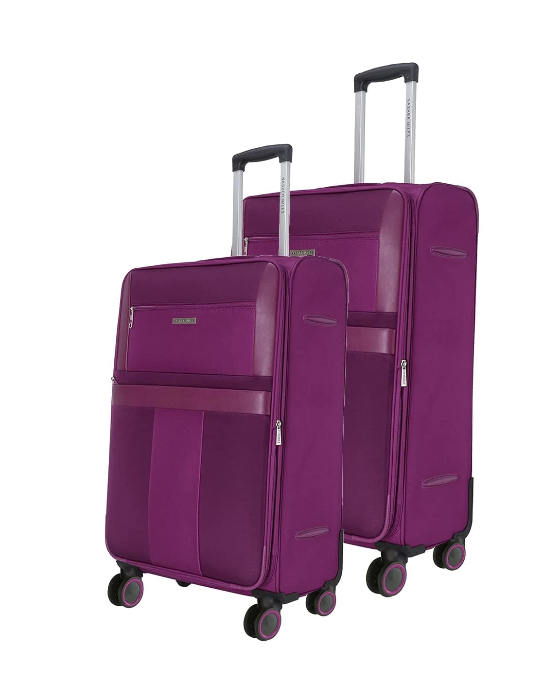 Nasher Miles Toledo Expander Soft-Sided Polyester Luggage Set of 2 Purple Trolley Bags (65 & 75 cm)