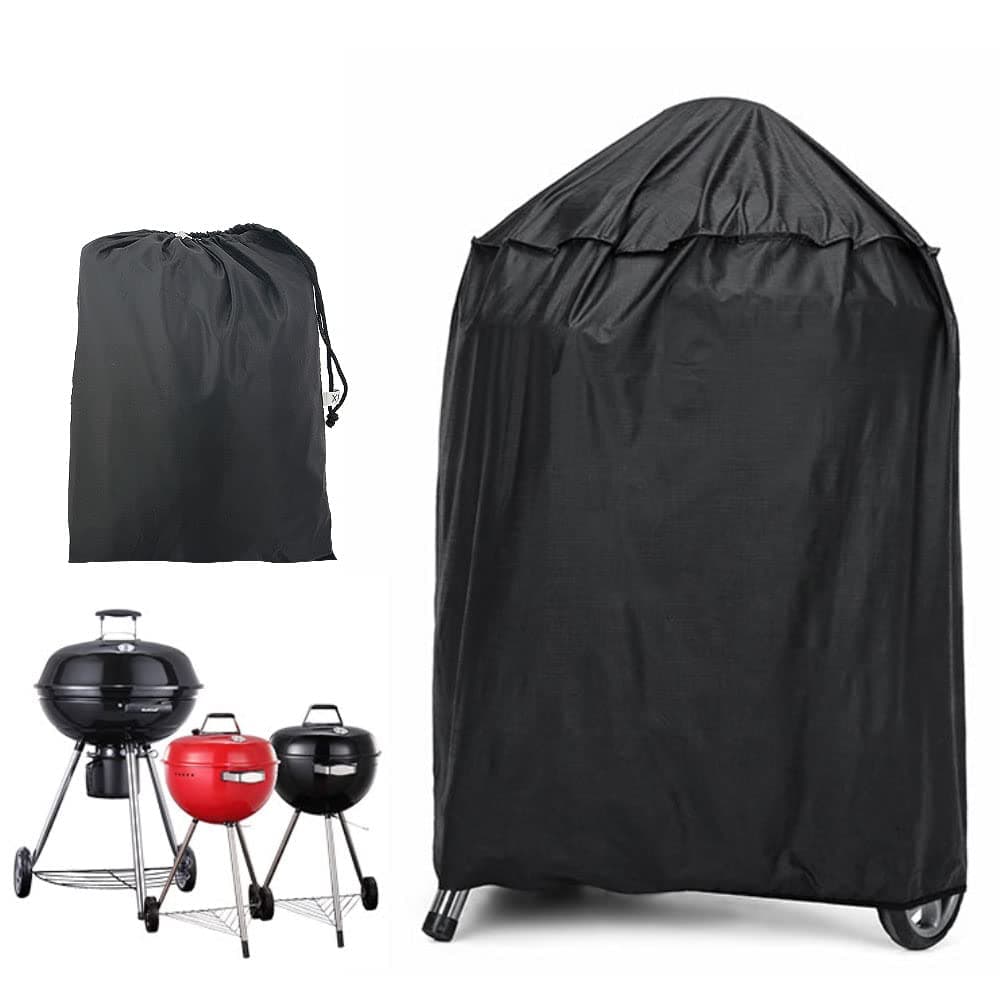JTDEAL Grill Cover Waterproof BBQ Cover Anti-Dust Round Protective Cover for Weber Brinkmann Char Broil Black Cover Grill with Storage Bag
