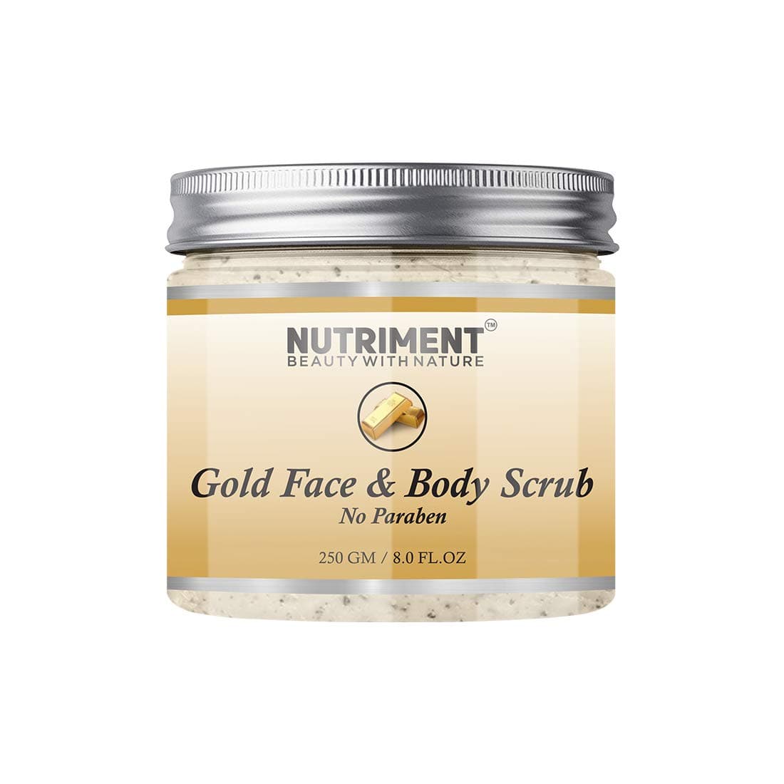 Nutriment Gold Scrub for Deadskin Cells Removal, Removing Blackheads and Revitalizes Healthy Skin, Paraben Free 250gram Suitable for all skin types