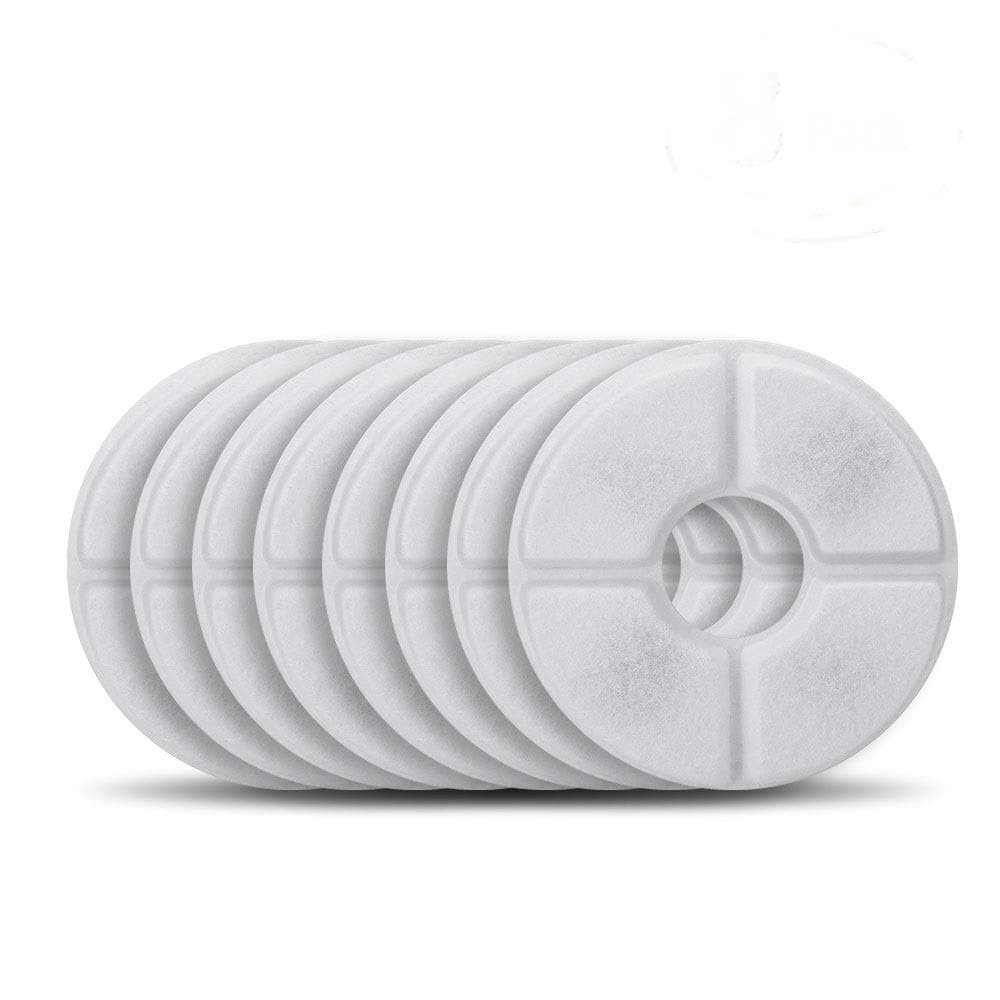 Chasehill Pet Fountain - 2.4L,Pet Water Dispenser with Charcoal Actived Filter Purifiers， Led Light, Quiet Pump & Silicone Mat，Healthy Material - Plastic/Stainless Steel(8 Pack)