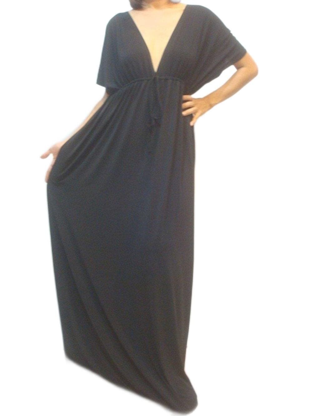 The Sisters New Women Black VNeck Kimono Long Maxi Dress Plus Size L XXL 14 16
