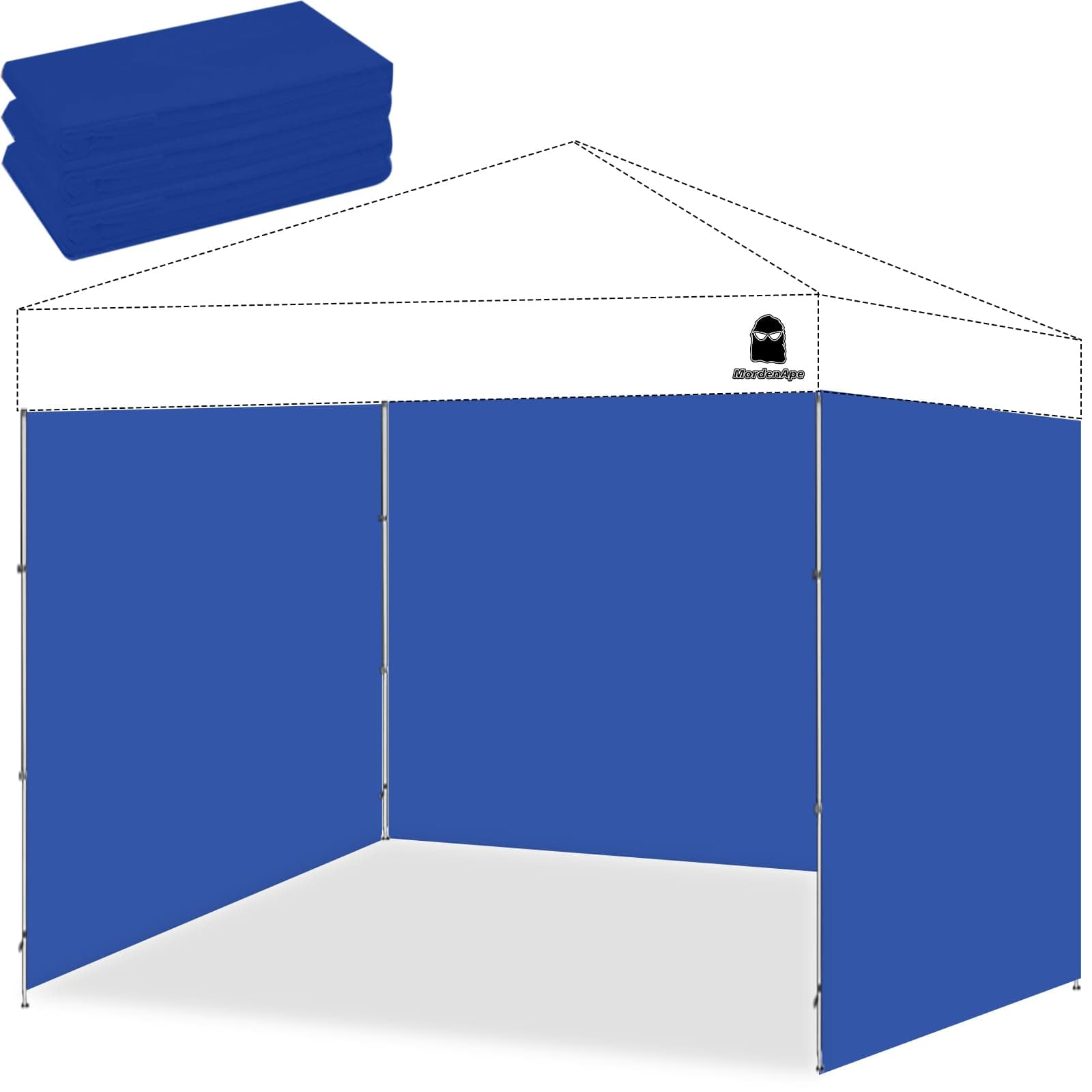 10x10 Pop Up Canopy Tent Sidewalls - Straight Leg Compatible, 300D Waterproof Polyester with 99% UV Protection, 3 Piece Royal Blue Wall Set