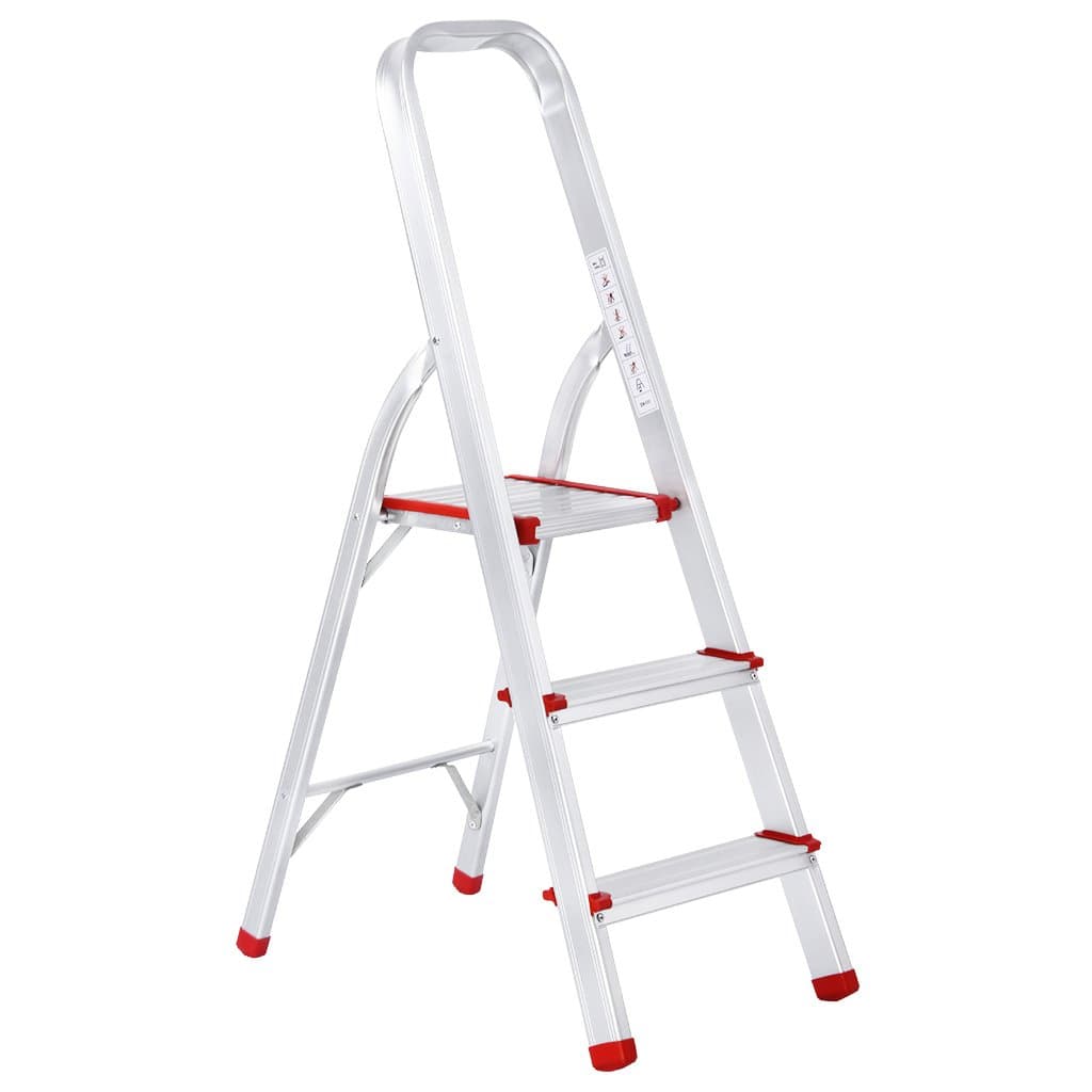 Portable Folding Aluminum 3 Step Ladder with Standing Platform, Multi-Use for Household, Market, Office (EN131 Certified, 330lbs Capacity)