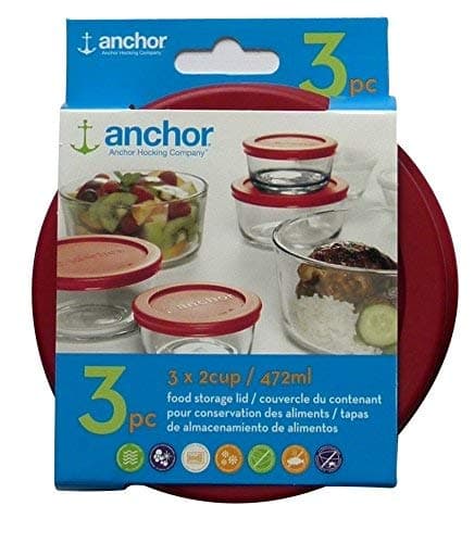 Replacement Lid 2 Cup / 472 ml, Set of 3 lids, red Round
