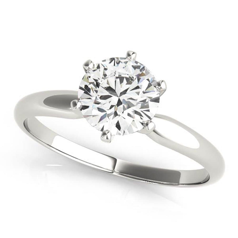 JewelMoreNear 1/2 Carat Round Cut Diamond Solitaire Engagement Ring 14K White Gold 6 Prong (J-K, I2, 0.45 c.t.w) Very Good Cut